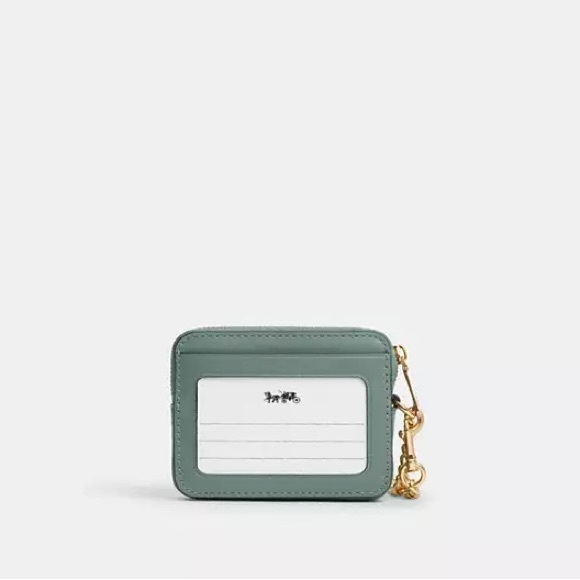 NWT - Coach Zip Card Case With Quilting - Gold/sage - Picture 2 of 8